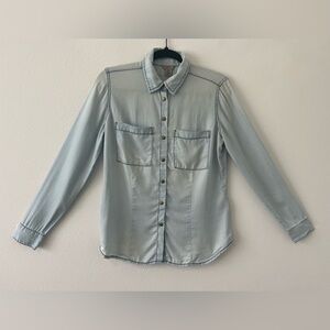 Guess Womens Long Sleeve Shirt Light Blue Size XS (0623)